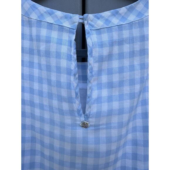 HIGH Everyday Couture by Claire Campbell Blue Gingham Midi Dress Sz M Drop Waist - Picture 11 of 14